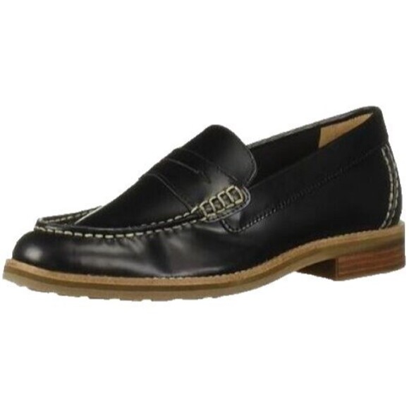 Sperry Topsfield Men\'s 13 Penny Loafers Black Dress Shoes Leather Flat Slip On